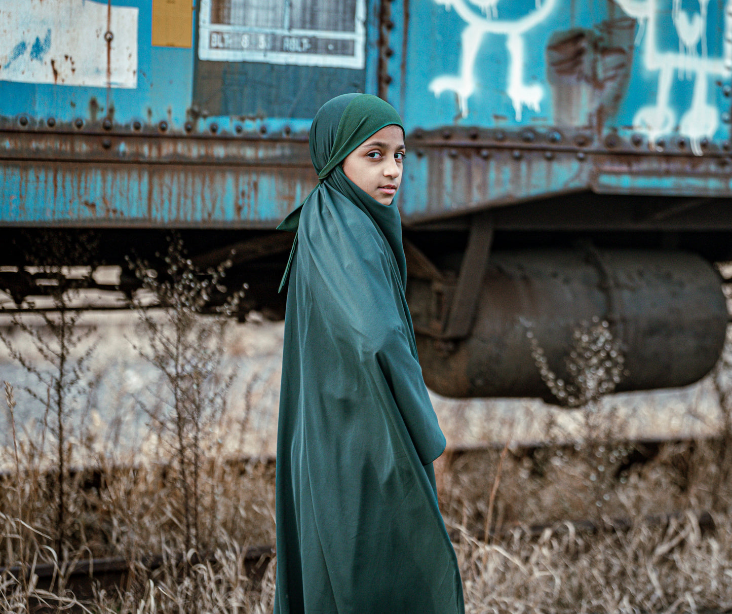 Al-Ghani Green Full Abaya Set Kids