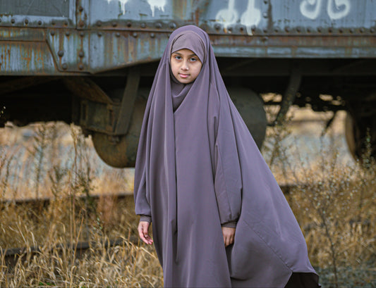 Al-Mumin Mauve Full Abaya Set Kids