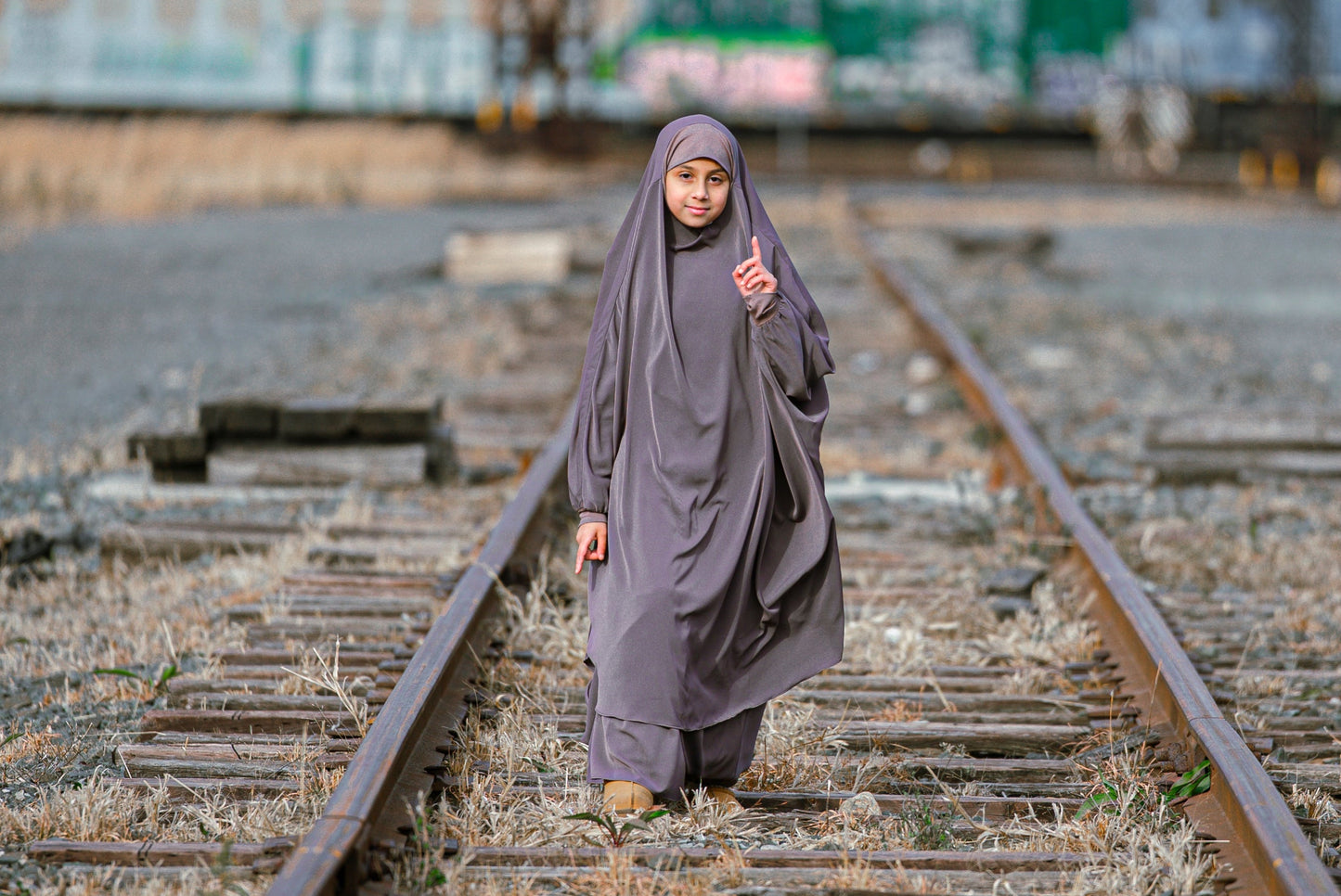 Al-Mumin Mauve Full Abaya Set Kids