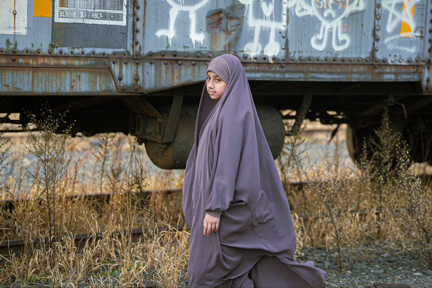 Al-Mumin Mauve Full Abaya Set Kids