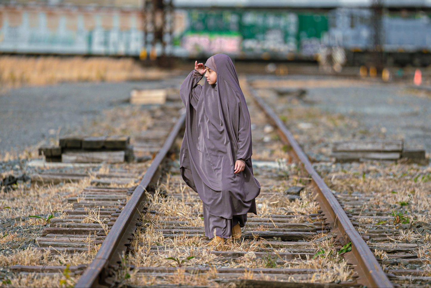 Al-Mumin Mauve Full Abaya Set Kids